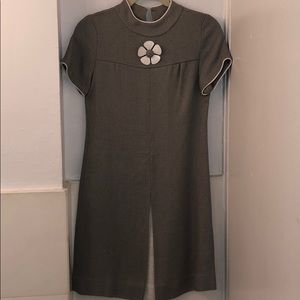 Vintage grey dress with flower pin (size small)